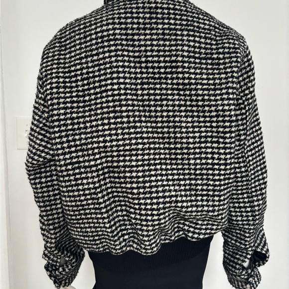Zara Black & White Houndstooth Knit Bomber Jacket - Picture 3 of 7
